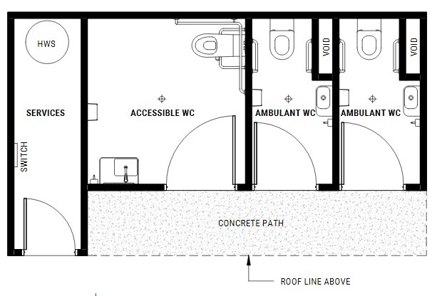 Floor designs for Clunes toilets